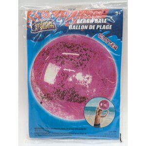 Splash N Swim Glitter Beach Ball 20-Inch Inflated Diameter Pink & Black For Ages